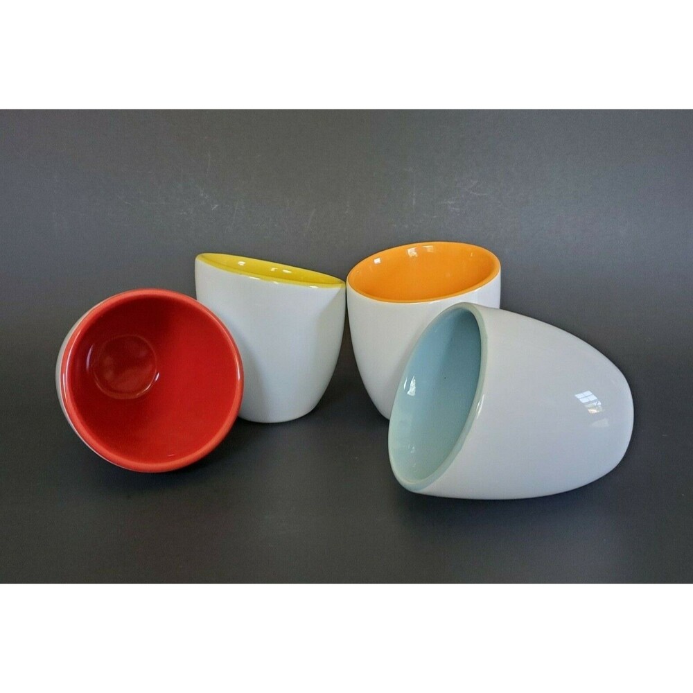4 Pier 1 Imports Espresso Coffee Cups Set Small Asymmetrical Colorful Modern HTF